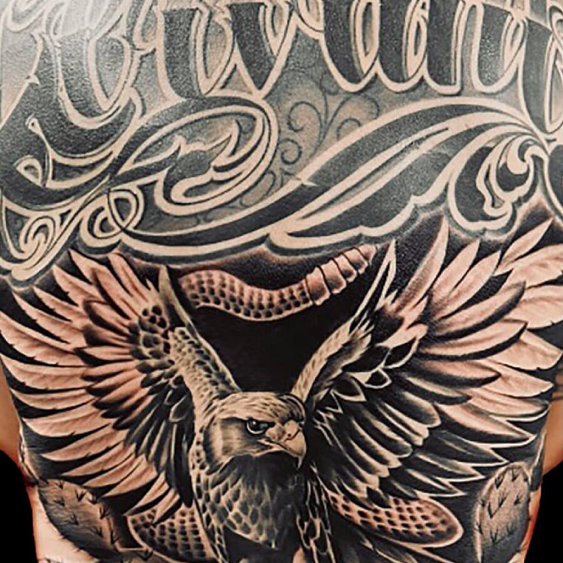 Black and gray eagle tattoo from Manny’s official gallery