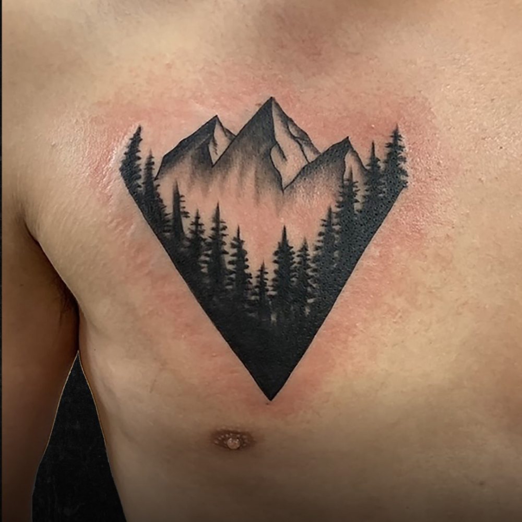 Black and gray mountain tattoo from Manny’s official gallery